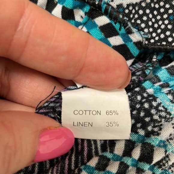COTTON & Linen Blouse Funky Pattern - Picture 7 of 7